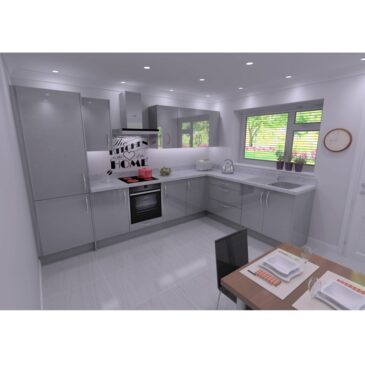 L Shaped Kitchen Package – Dust Grey Gloss Door
