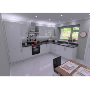 L Shaped Kitchen Package – White Gloss Door